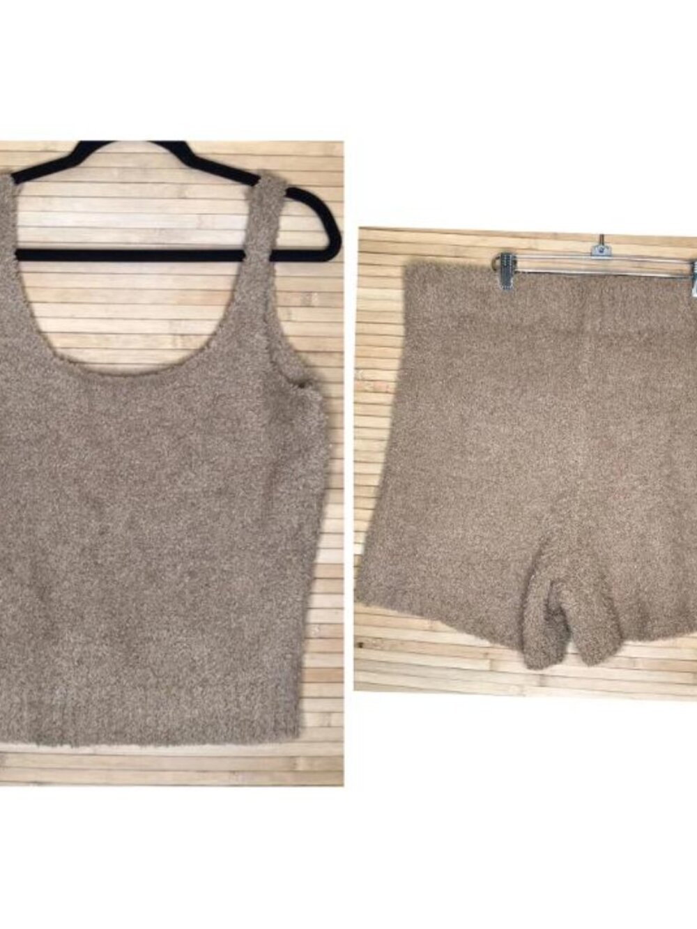 NWT SKIMS SET Cozy Knit Tank Top shorts Set Brown 4x / 5x Cozy Loungewear